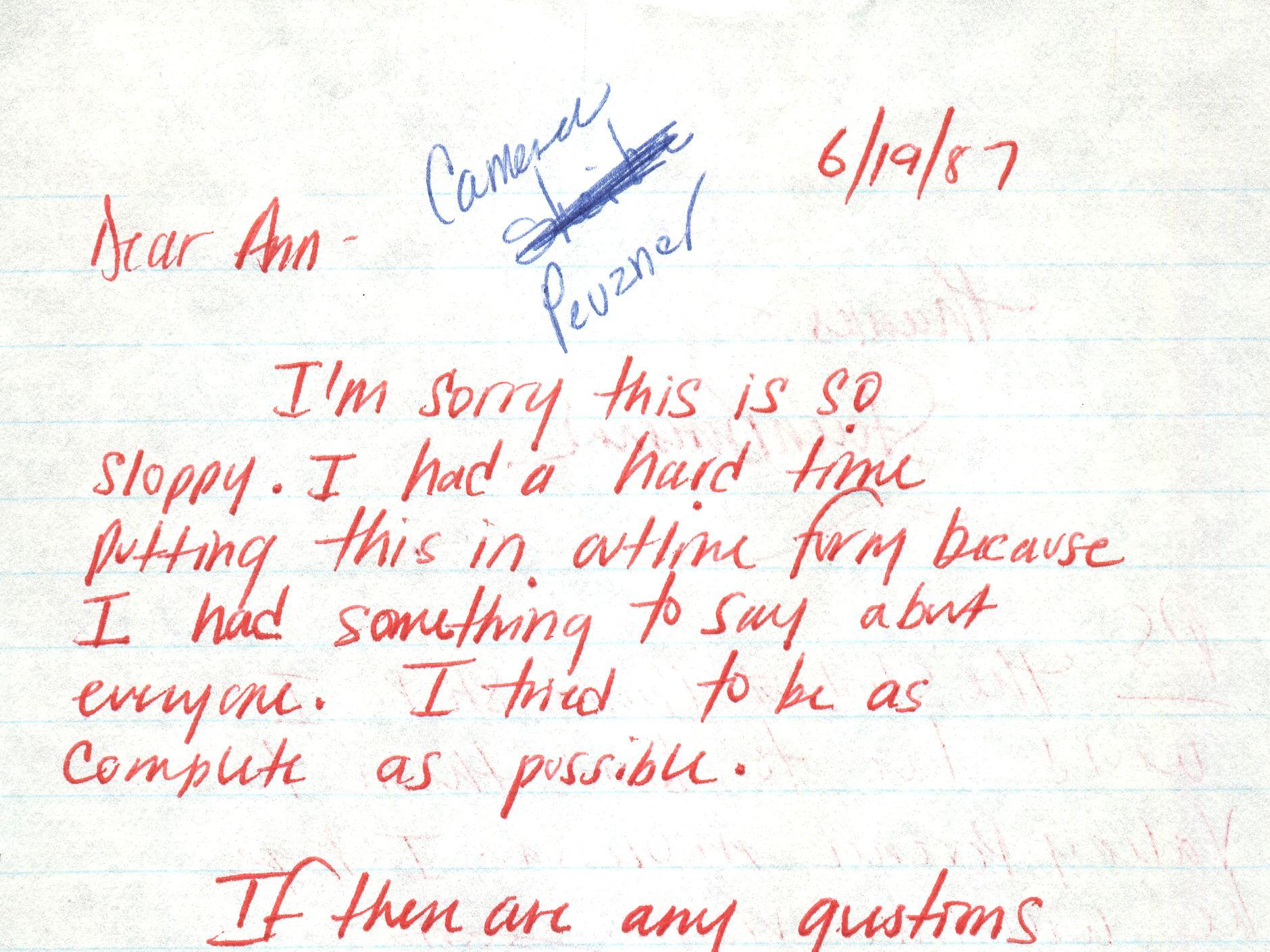 Beresner, Steven, trip report.